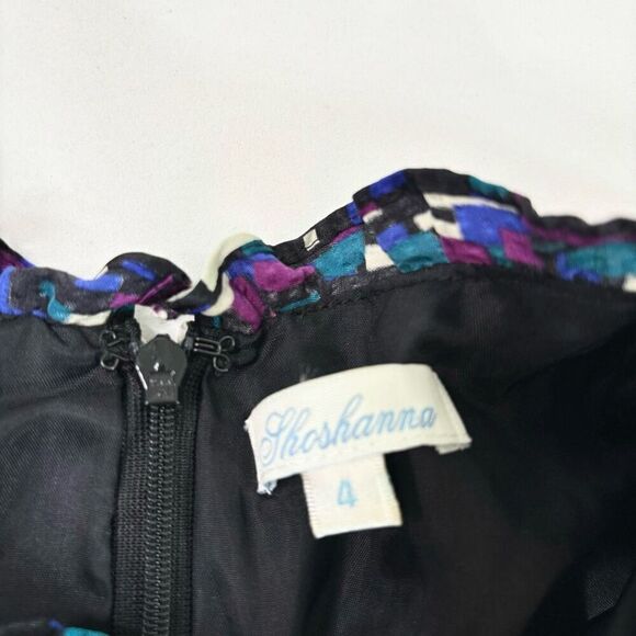 Shoshanna Dress Womens 4 Black Sleeveless A-Line Crew-Neck Mini Silk Formal - Picture 8 of 10